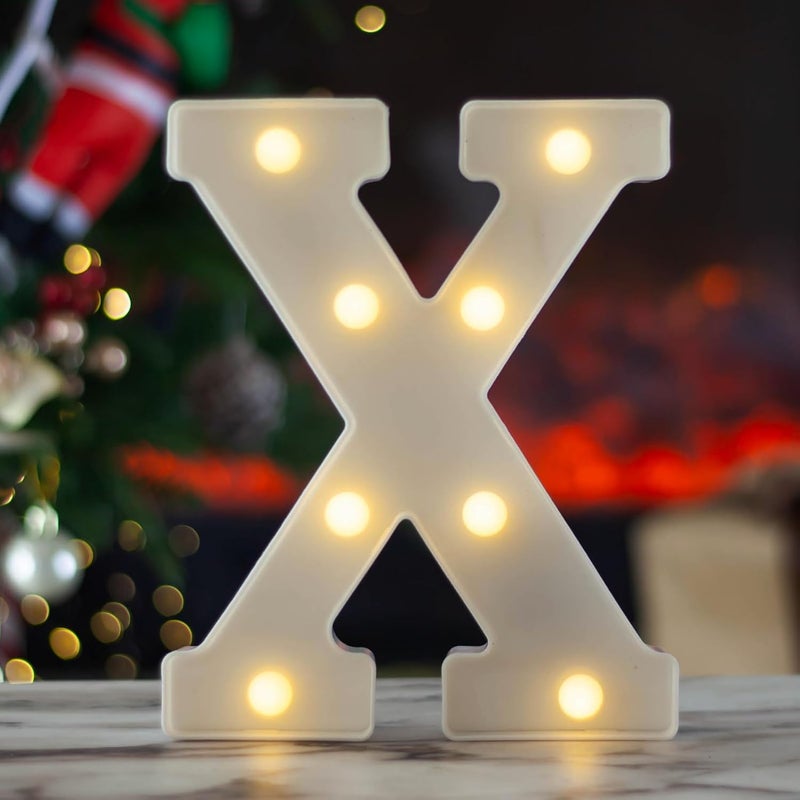 SKYPHAROS LED Marquee Letters, White 26 Alphabet Light Up Letters, Battery Powered LED Letter Lights for Birthday Party, Christmas Night, Home, Bar, Graduation, Wedding Decoration(X) - Image 1